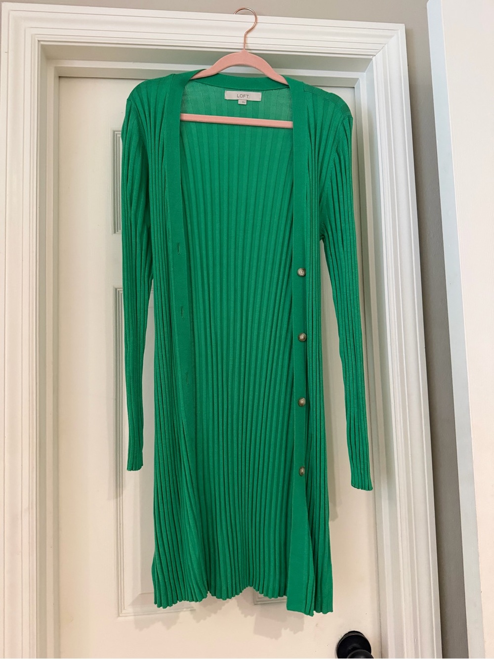 LOFT Emerald Green Ribbed Longline Cardigan